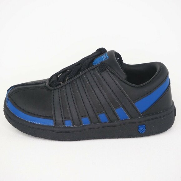 K-Swiss Ramli Low Classic Toddler Shoes Black Blue Leather Sports Sz 6.5 - Picture 2 of 12